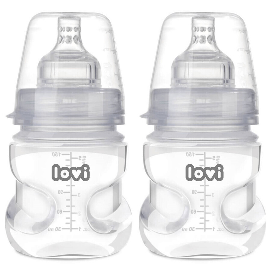 Lovi Medical+ set, biberon anti-colique avec tétine dynamique, mini, dès la naissance, 2 x 150 ml