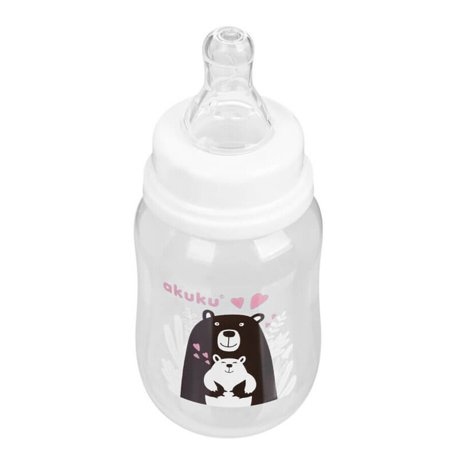 AKUKU, biberon a fori stretti con tettarella rotonda in silicone a flusso lento, Teddy Bear, A0004, dalla nascita, 125 ml