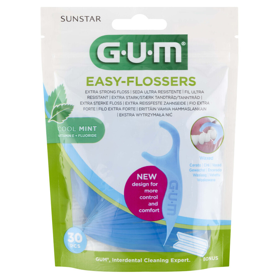 Sunstar Gum Easy-Flossers, toothpicks with floss, mint, 30 pieces