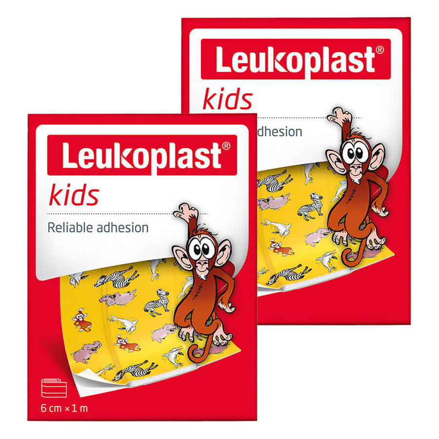 Leukoplast Kids set, waterbestendig kinderverband, 6 cm x 1 m, 2 stuks