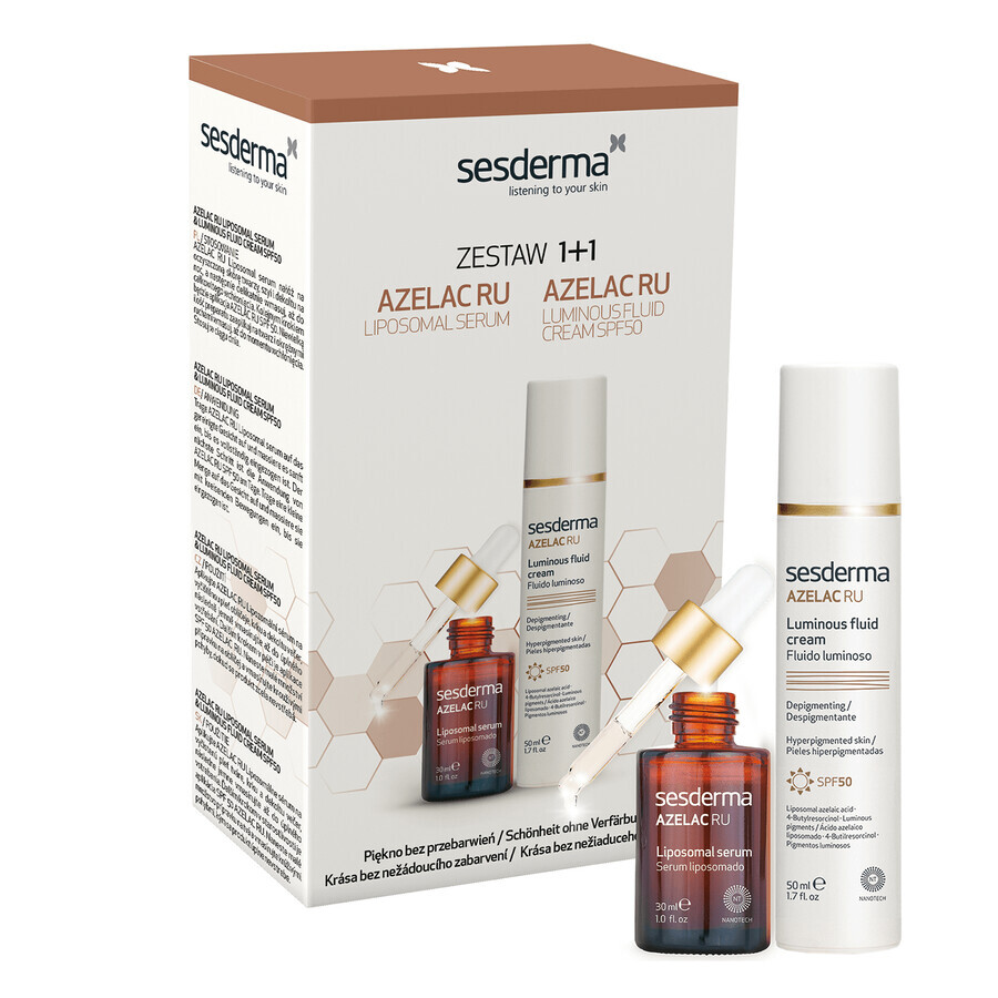 Kit Sesderma Azelac RU, Liposomenserum, 30 ml + Aufhellungsemulsion SPF 50, 50 ml