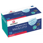 Opharm, medisch masker, wegwerp, 3 lagen, type IIR, blauw, 50 stuks PACK REDACTED PACKAGE