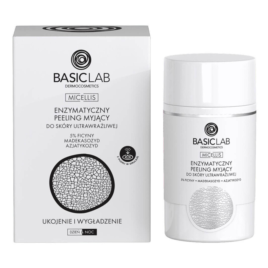 BasicLab, scrub detergente enzimatico per pelli ultrasensibili, 35 g