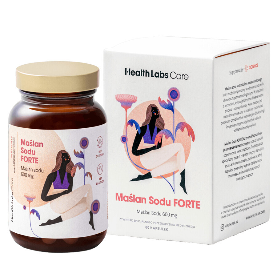 Health Labs Sodium Butyrate Forte set, 3 x 60 capsule + pungă gratuită