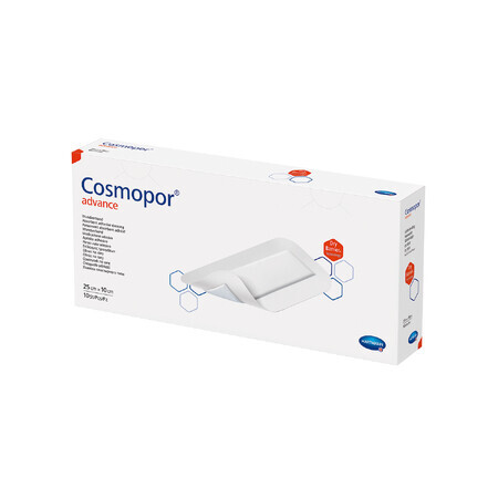 Cosmopor Advance, medicazione per ferite e tagli con forte essudato, autoadesiva, sterile, 25 cm x 10 cm, 10 pezzi