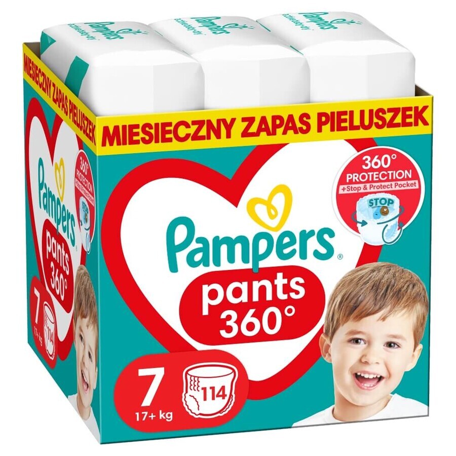 Pampers Pants, pañales, talla 7, 17 kg+, 114 uds.