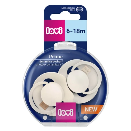 Lovi Prime, fopspeen, silicone, dynamisch, kokos/geel, 34/402, 6-18 maanden, 2 stuks