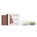 Ministry of Good Soap Cinnamon set, half bath ball, cinnamon, 60 g + half bath ball, chocolate, 60 g + bar of soap, cinnamon, 100 g