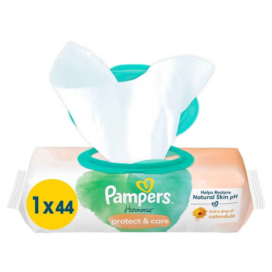 Pampers Harmonie Protect & Care, lingettes humides, 44 pièces