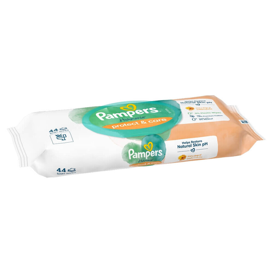 Pampers Harmonie Protect & Care, lingettes humides, 44 pièces