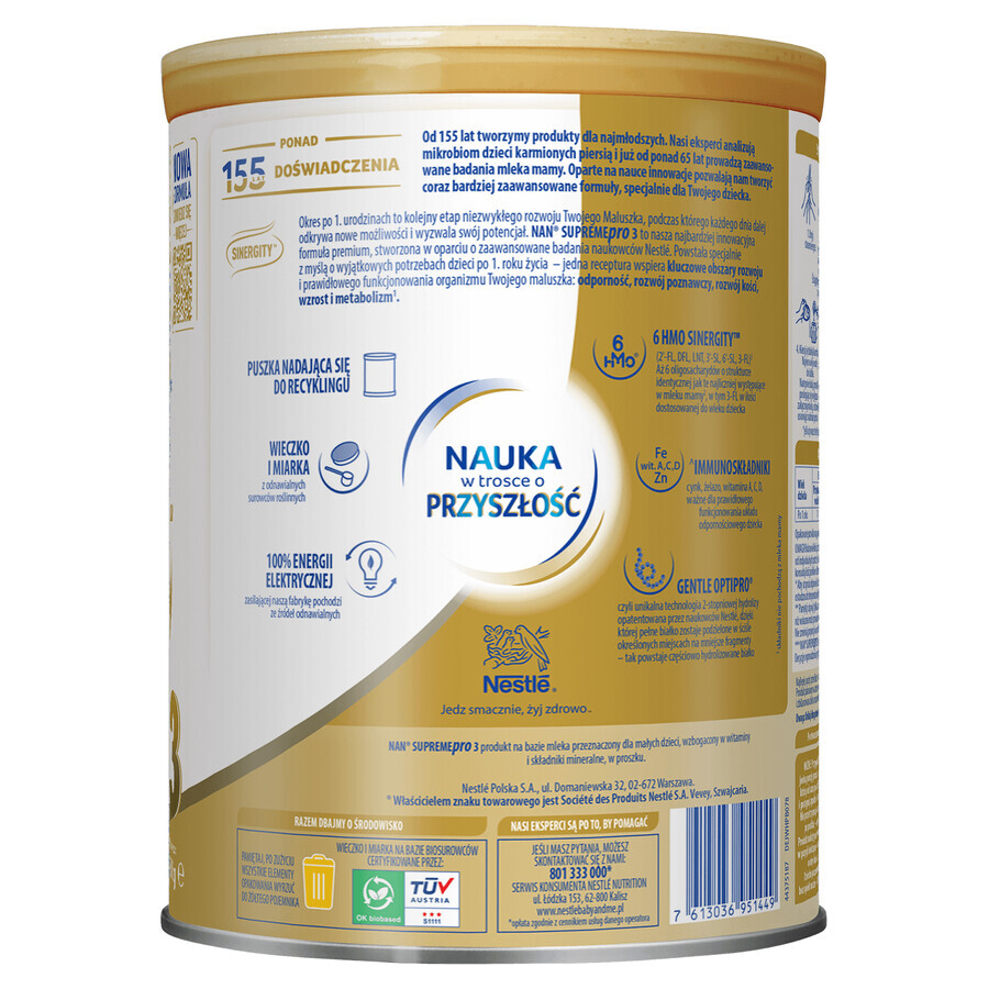 Nestle NAN Supremepro 3 HMO, follow-on milk for babies over 1 year, 800 g