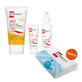 Set Emolium Suncare SPF 50+, zonnebrandcr&#232;me 50 ml + zonnebrandspray 100 ml + hydraterende zonnebrandlotion 150 ml + gratis badhanddoek