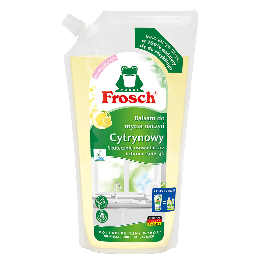 Frosch afwaslotion, citroen, navulling, 1000 ml