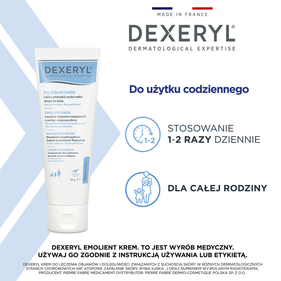 Dexeryl crema emolliente per pelli secche, 50 g