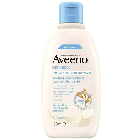 Aveeno Dermexa gel limpiador emoliente para pieles con picor, 300 ml