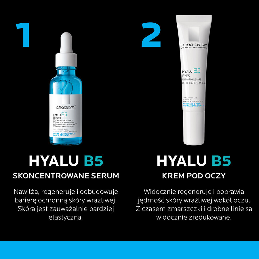 Kit La Roche-Posay Hyalu B5, ser antirid, 30 ml + cremă de ochi antirid, 15 ml