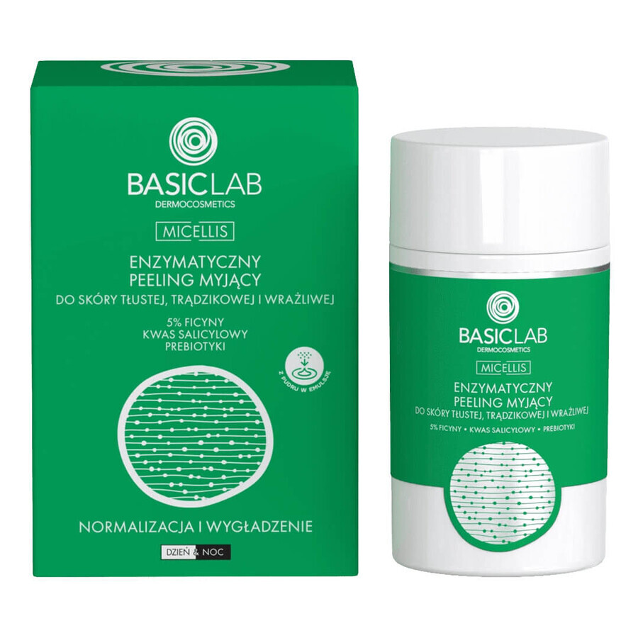 BasicLab, enzymatic cleansing scrub for oily, acne-prone and sensitive skin, 35 g