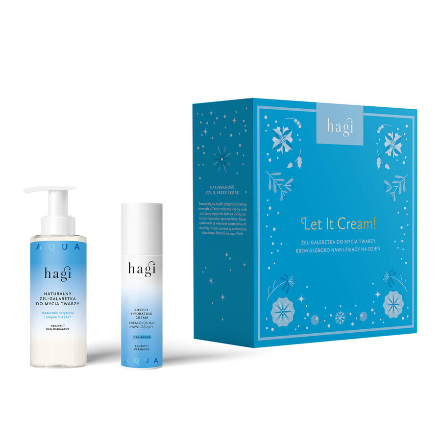 Hagi Let it cream! Aqua Zone, gel-gel de spălare a feței, 150 ml + cremă de față cu hidratare profundă, 50 ml