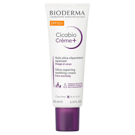 Bioderma Cicabio Creme+, verzachtende en herstellende crème, SPF 50+, 40 ml