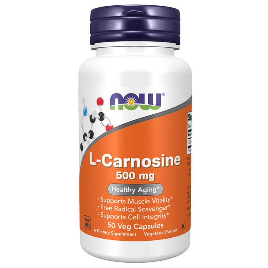 Now Foods L-Carnosine, L-Carnosine 500 mg, 50 capsules