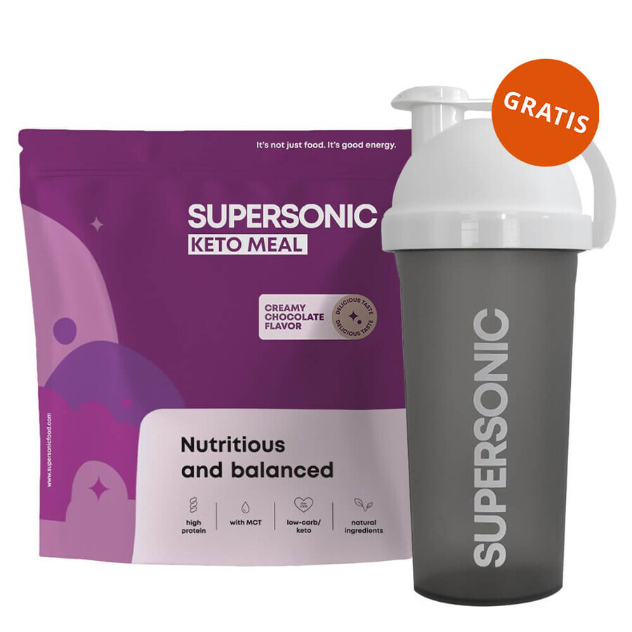 Supersonic Keto Maaltijd, romige chocoladesmaak, 800 g + shaker, 700 ml gratis