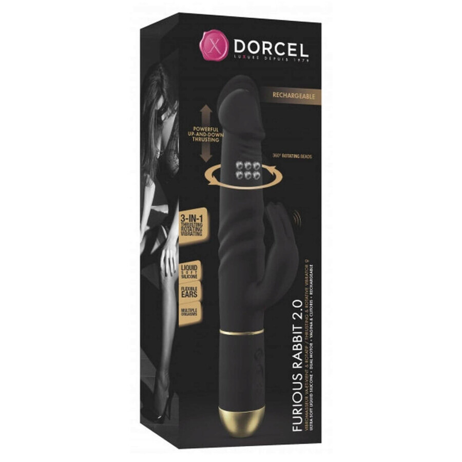 Dorcel Furious Rabbit 2.0, vibrator iepuraș, negru