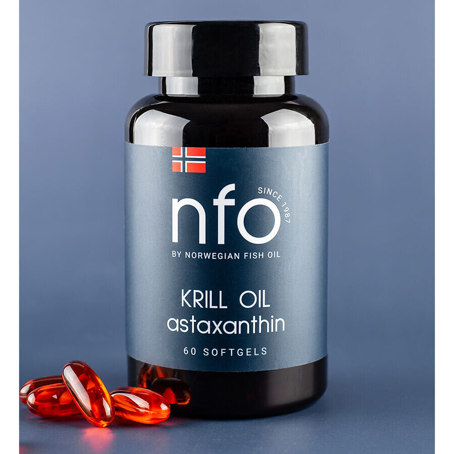 NFO Krill Oil Astaxanthin, ulei de krill cu astaxantină, 60 capsule moi