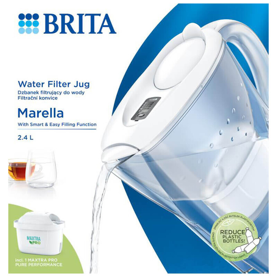 Brita Marella, kan met filter 2,4 l, wit + Maxtra Pro Pure Performance filter, 1 st