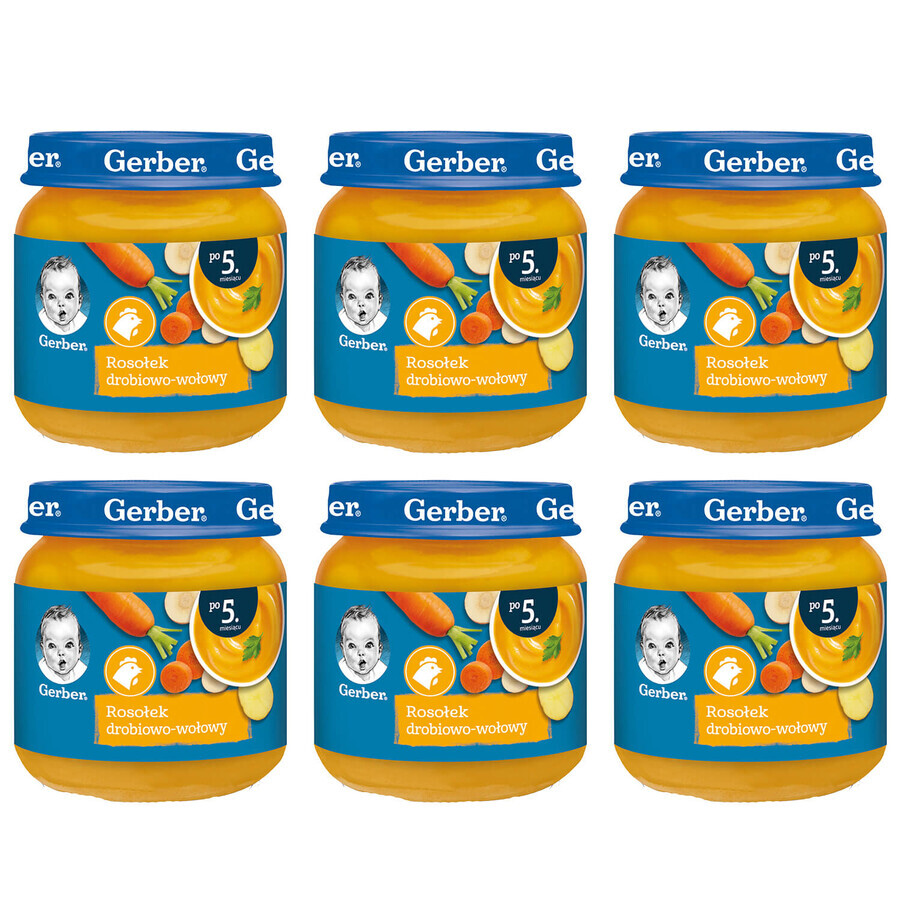 Gerber soeppakket, gevogelte- en runderbouillon, na 5 maanden, 6 x 125 g GEDECORISEERDE VERPAKKING