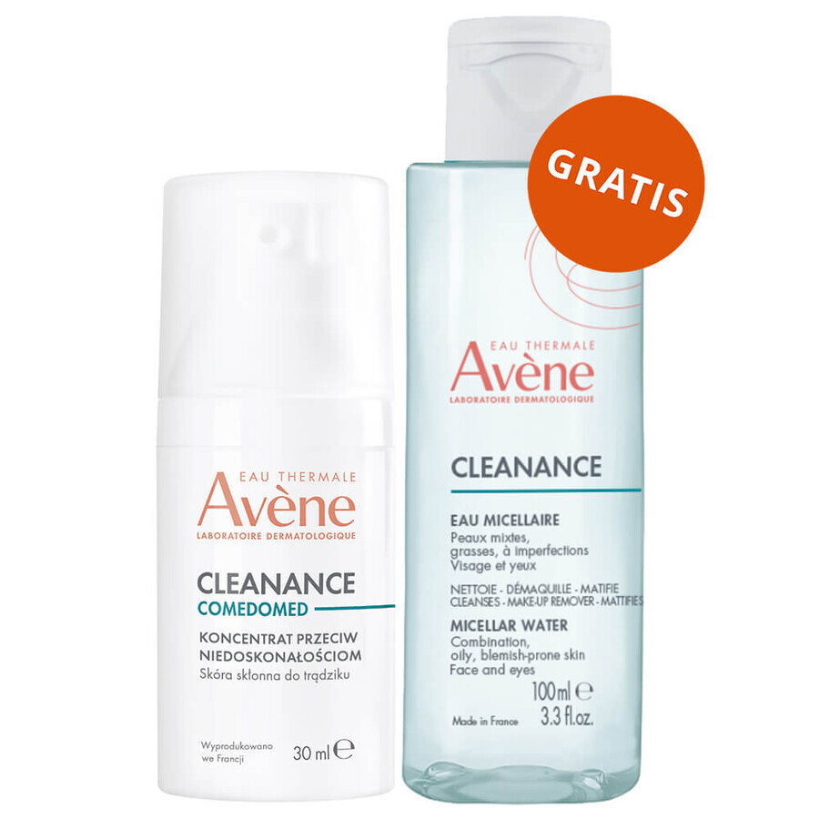 Avene Cleanance ComedoMed, concentrado antimanchas, pieles con tendencia acneica, 30 ml + agua micelar para rostro y ojos, 100 ml gratis