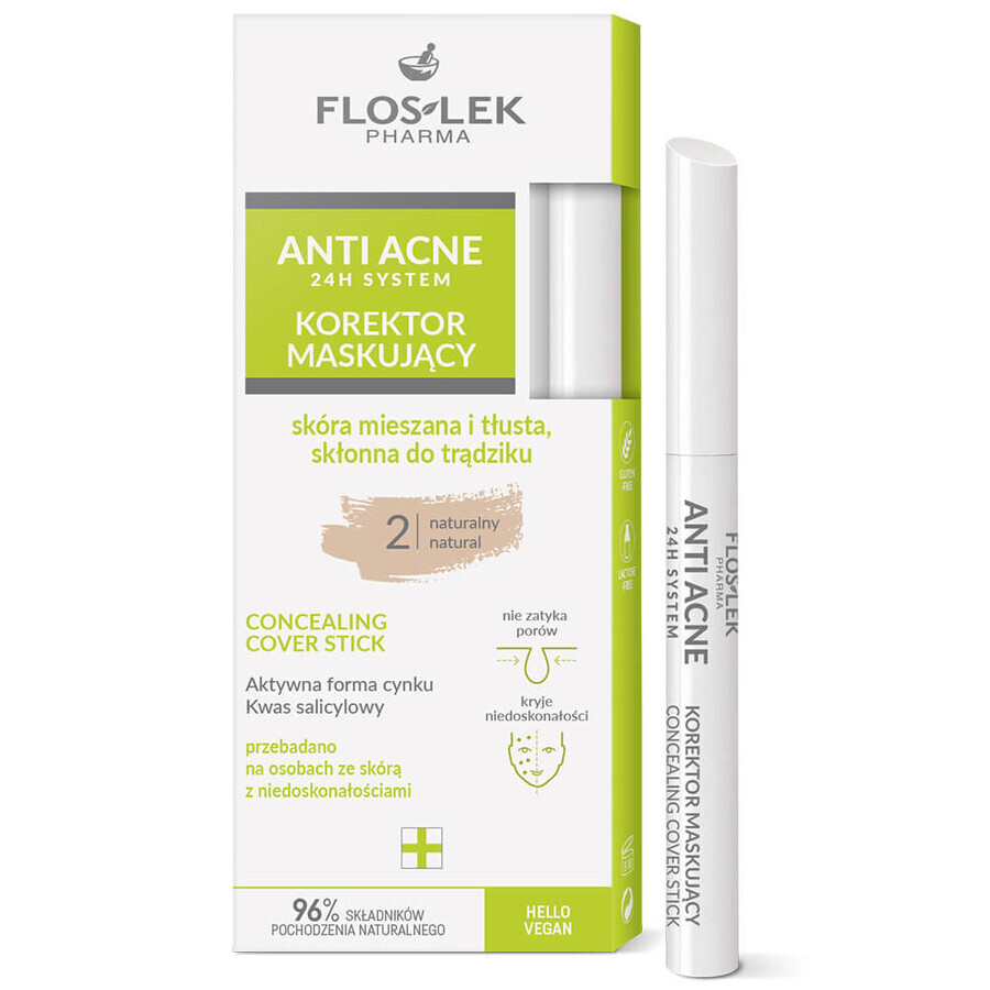 Floslek Pharma Anti Acne 24h System, corrector, 2 natural, 1 ud.