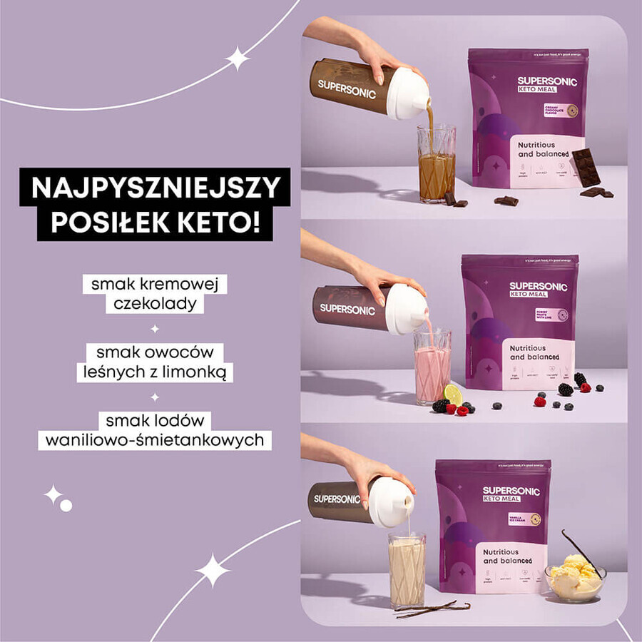 Supersonic Keto Maaltijd, romige chocoladesmaak, 800 g + shaker, 700 ml gratis