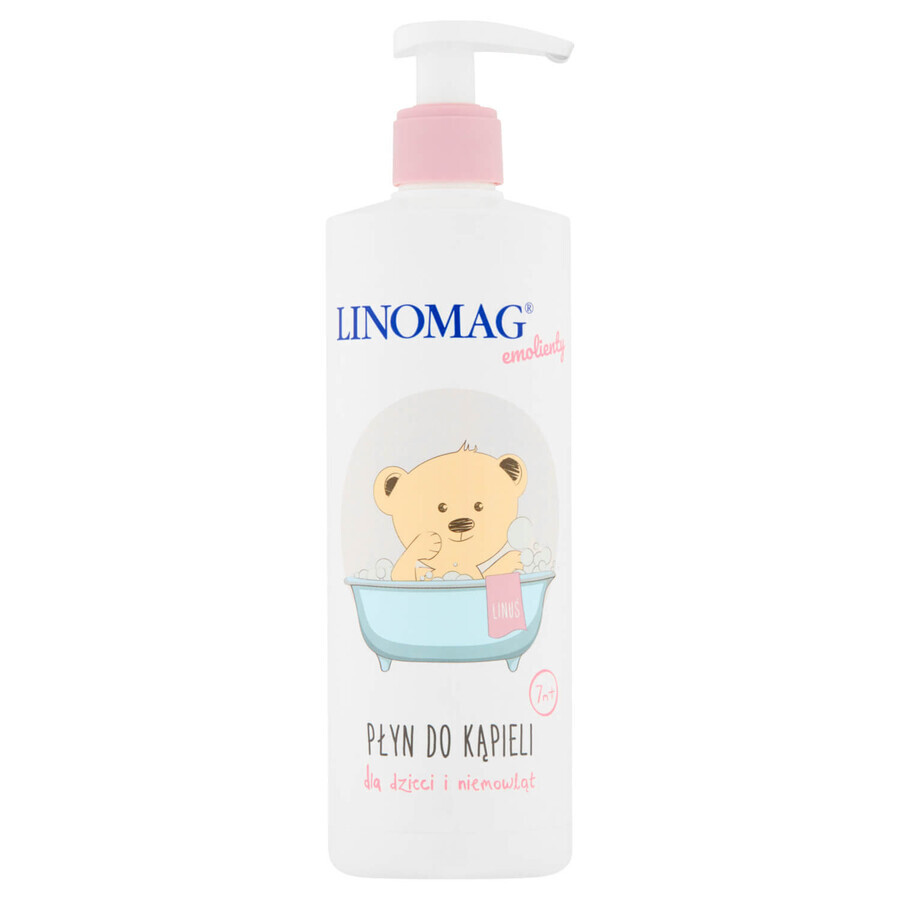 Linomag Emolients, lotion de bain pour bébés et enfants à partir de 7 mois, 400 ml + crème de protection, 15 ml gratuit