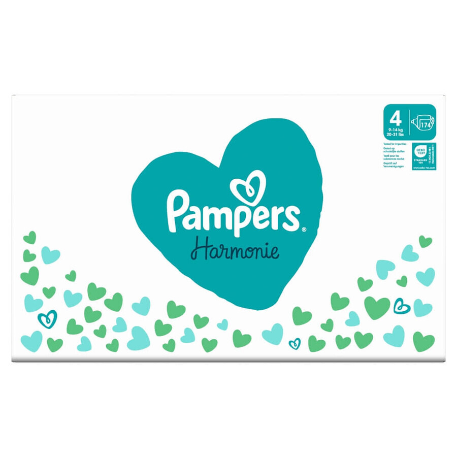 Pampers Harmonie, diapers, size 4, 9-14 kg, 174 pieces