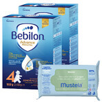 Set Bebilon Advance Pronutra 4 Junior, voedende melkvoeding, vanaf 2 jaar, 2 x 1000 g + Mustela vochtige doekjes, 60 gratis