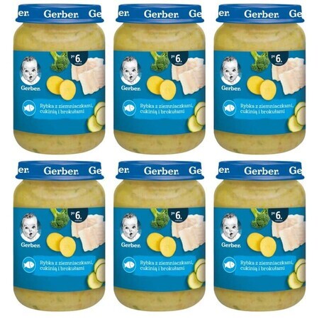 Gerber Lunch Set, Vis met aardappelen, courgette en broccoli, na 6 maanden, 6 x 190 g VERDER PAKKET