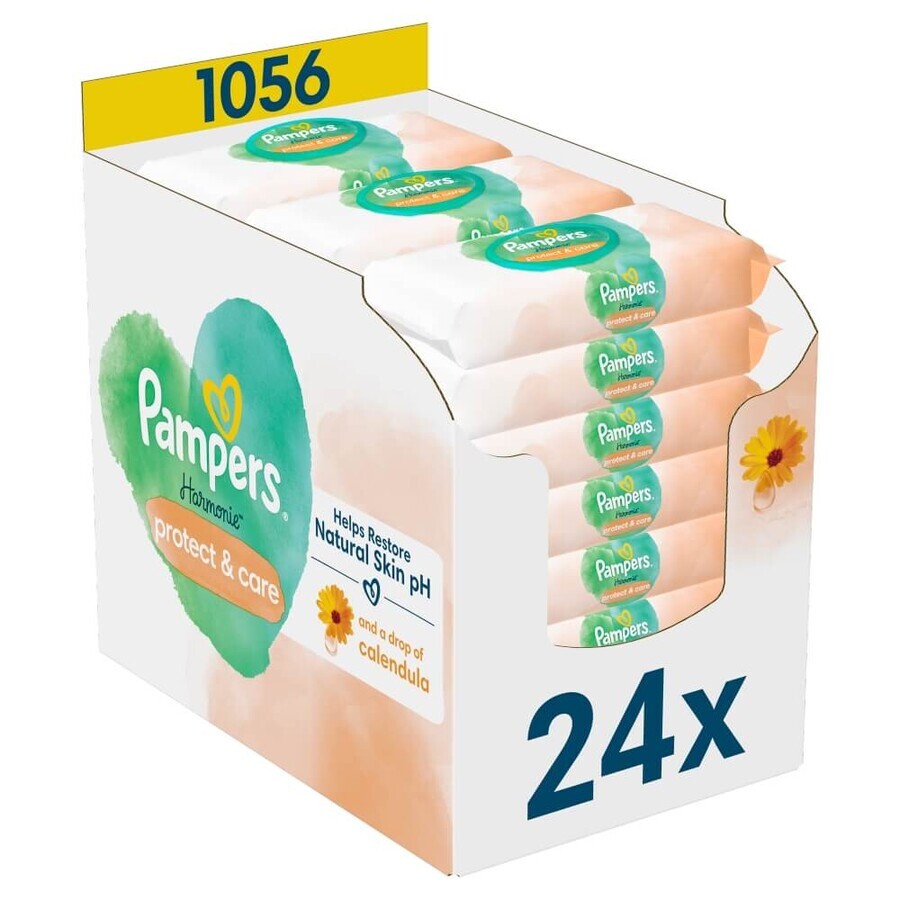 Pampers Harmonie Protect & Care, salviette umidificate, 24 x 44 pezzi