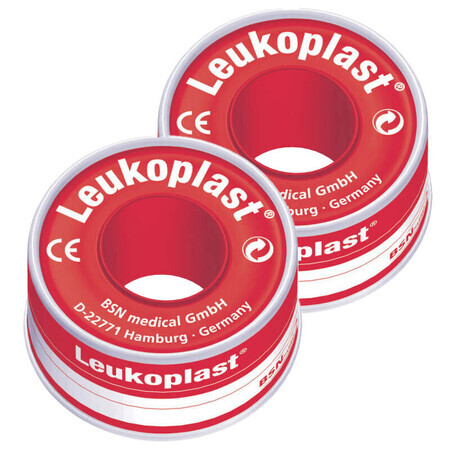 Leukoplast kit, zelfklevend, 2,5cm x 4,6m, 2 stuks