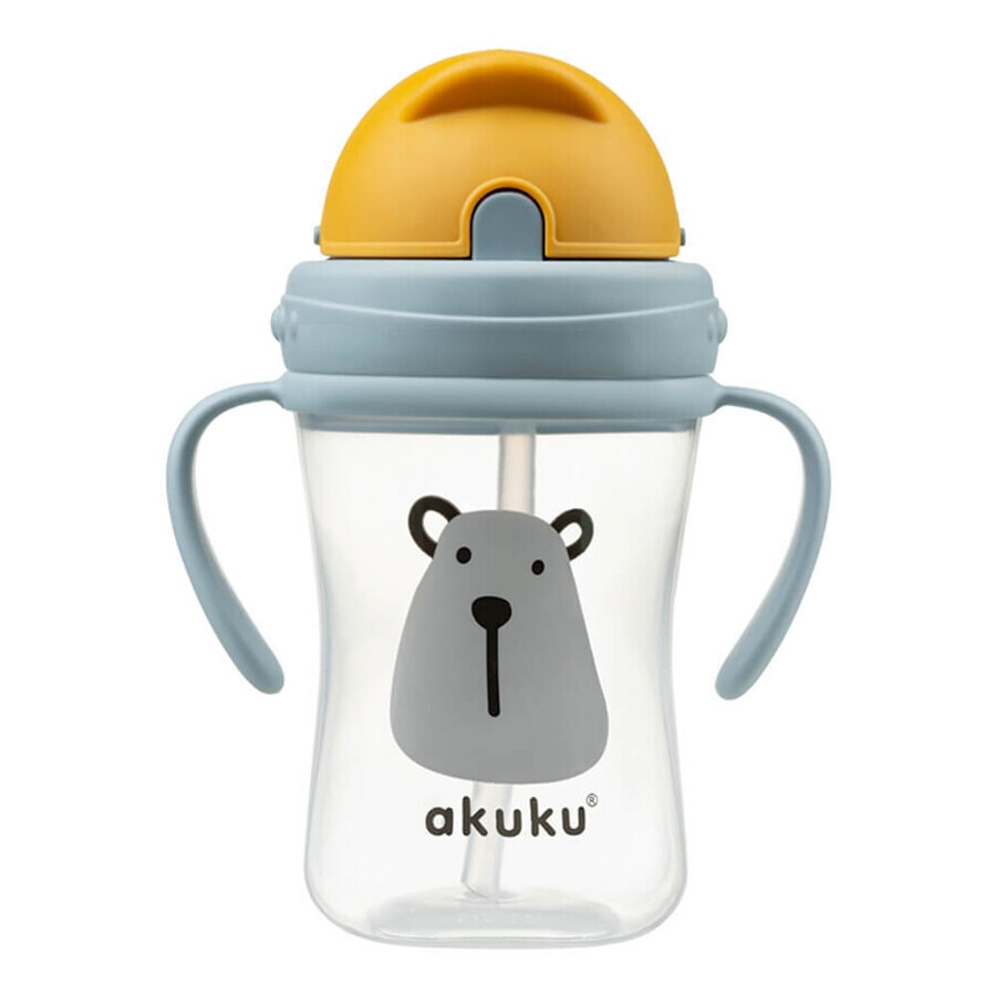 AKUKU, biberon avec paille rétractable, ourson, à partir de 9 mois, 300 ml