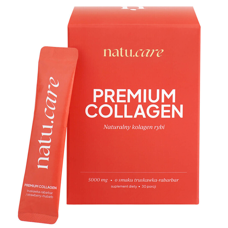 Natu.Care Premium Collagen 5000 mg, gusto fragola-rabarbaro, 30 bustine