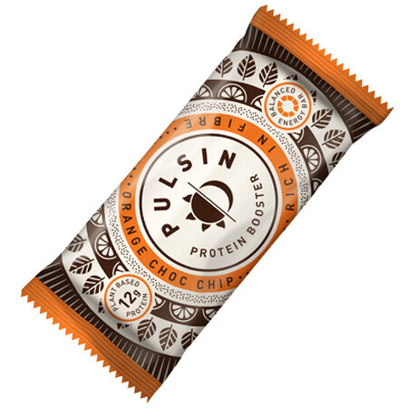 Eiwitreep met sinaasappel en chocolade chips, 50 g, Pulsin