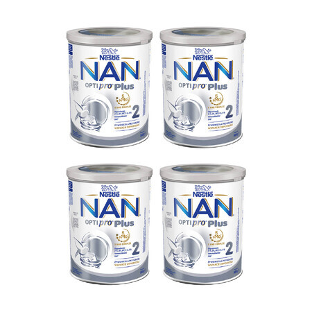 Nestle NAN Optipro Plus 2 HM-O, Follow-on milk for babies over 6 months, 4 x 800 g