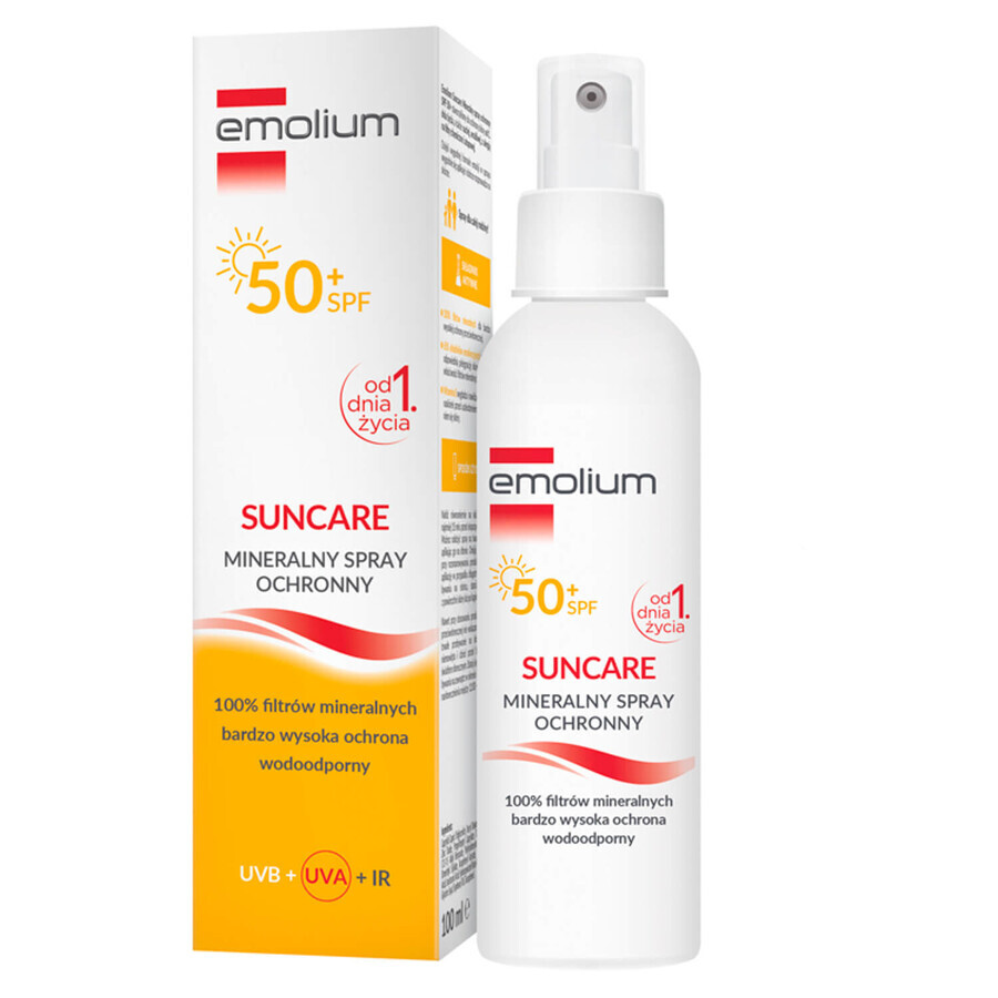 Set Emolium Suncare SPF 50+, zonnebrandcrème 50 ml + zonnebrandspray 100 ml + zonnebrandspray 175 ml + gratis badlaken