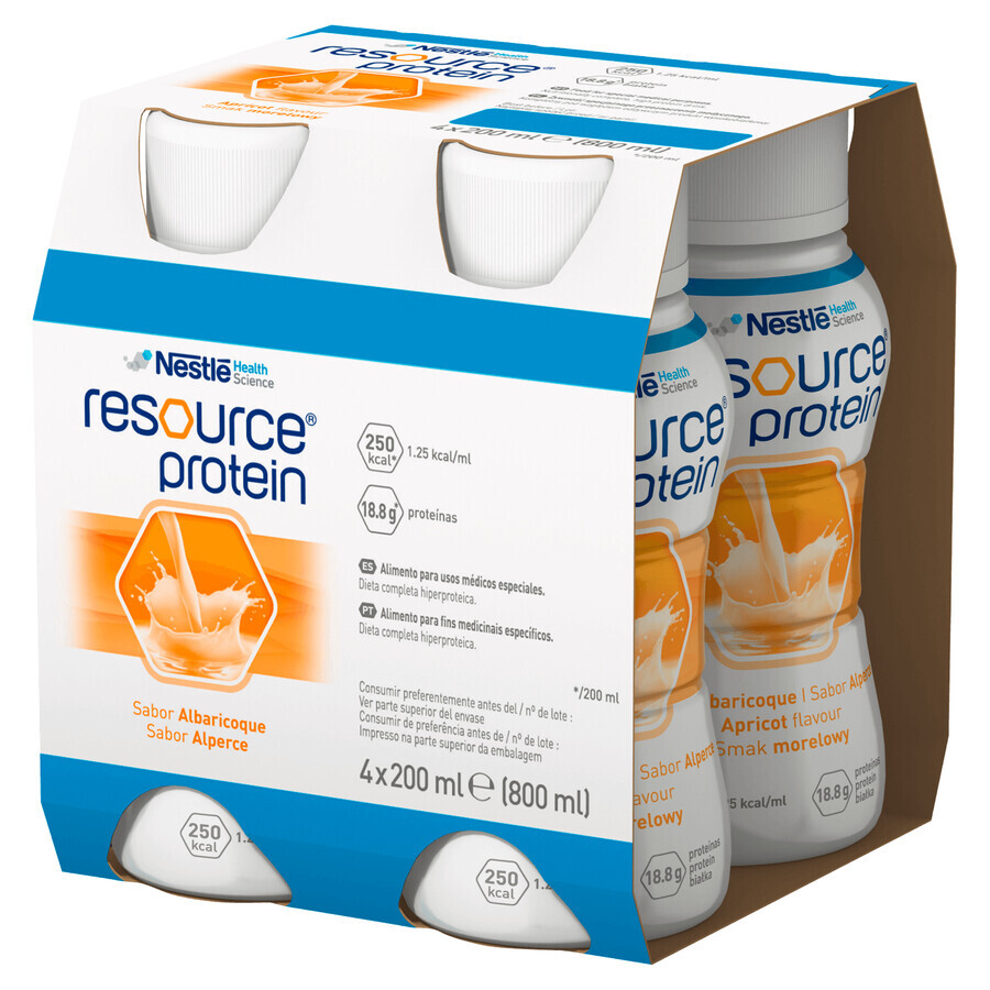 Resource Protein, supplément nutritionnel, saveur abricot, 4 x 200 ml