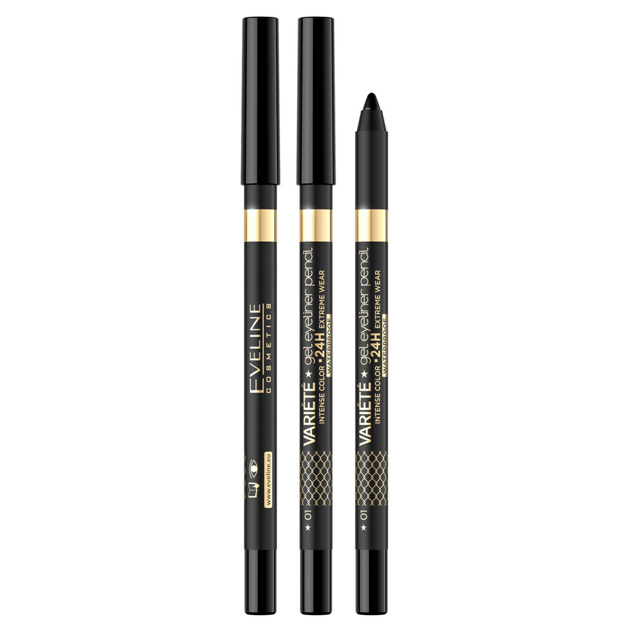 Eveline Cosmetics Varieties, gel eyeliner, waterproof, No. 01 noir, 1 pc