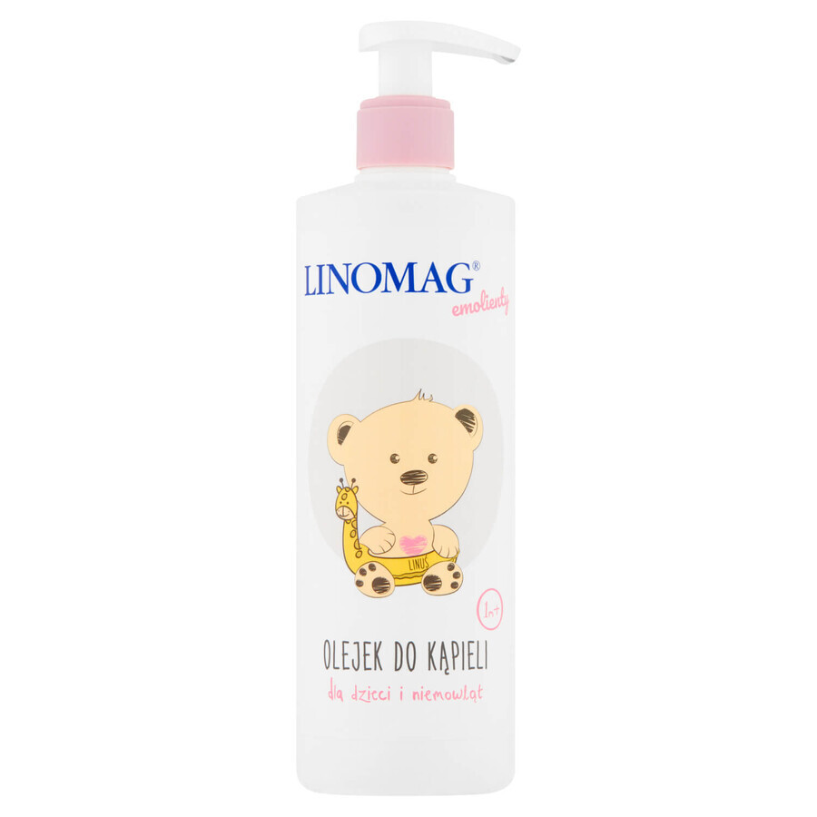 Linomag Emolients, ulei de baie pentru bebeluși și copii de la 1 lună, 400 ml + cremă de protecție, 15 ml gratuit