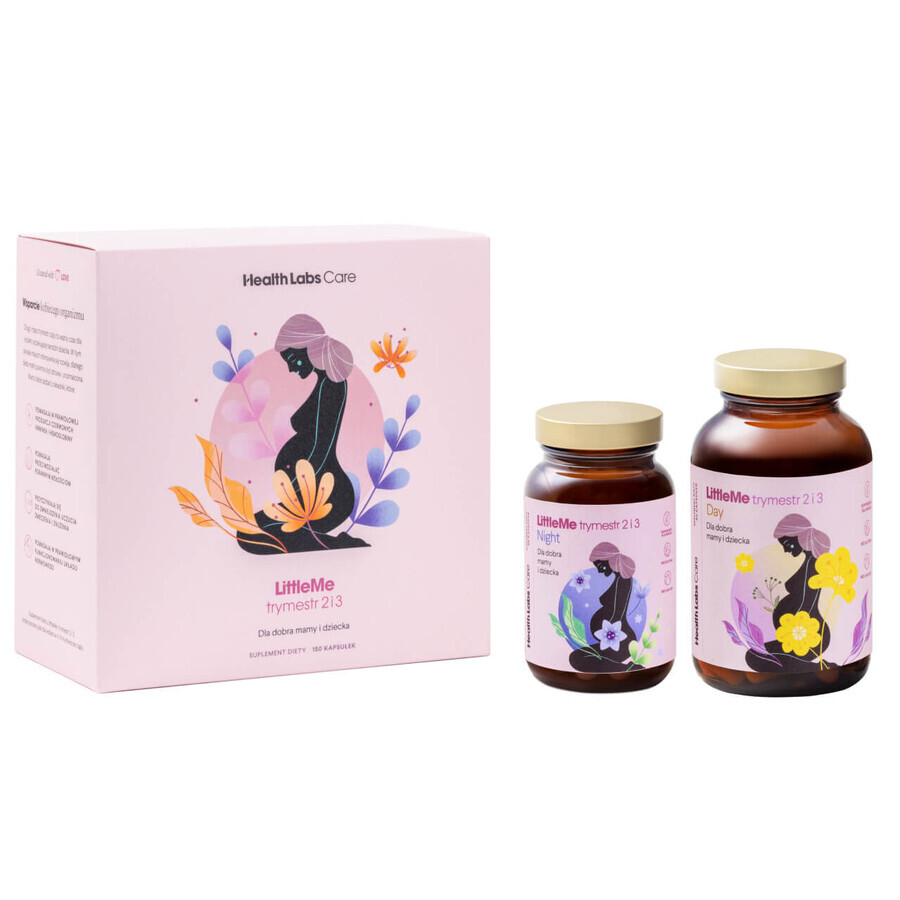 Health Labs OmegaMe Prenatale kit, 60 capsules + LittleMe Trimester 2 en 3 Day, 90 capsules + Nacht, 60 capsules + gratis zakje