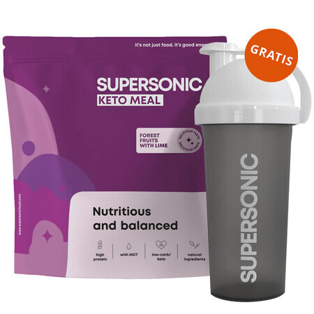 Supersonic Keto Meal, baies au citron vert, 800 g + shaker, 700 ml gratuit