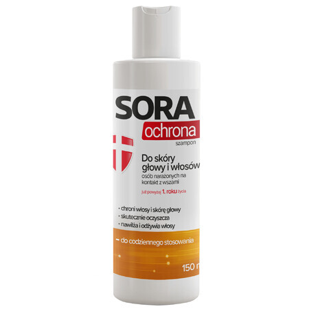 Sora Protection, hoofdhuid- en haarshampoo voor mensen die luizen hebben, 150 ml