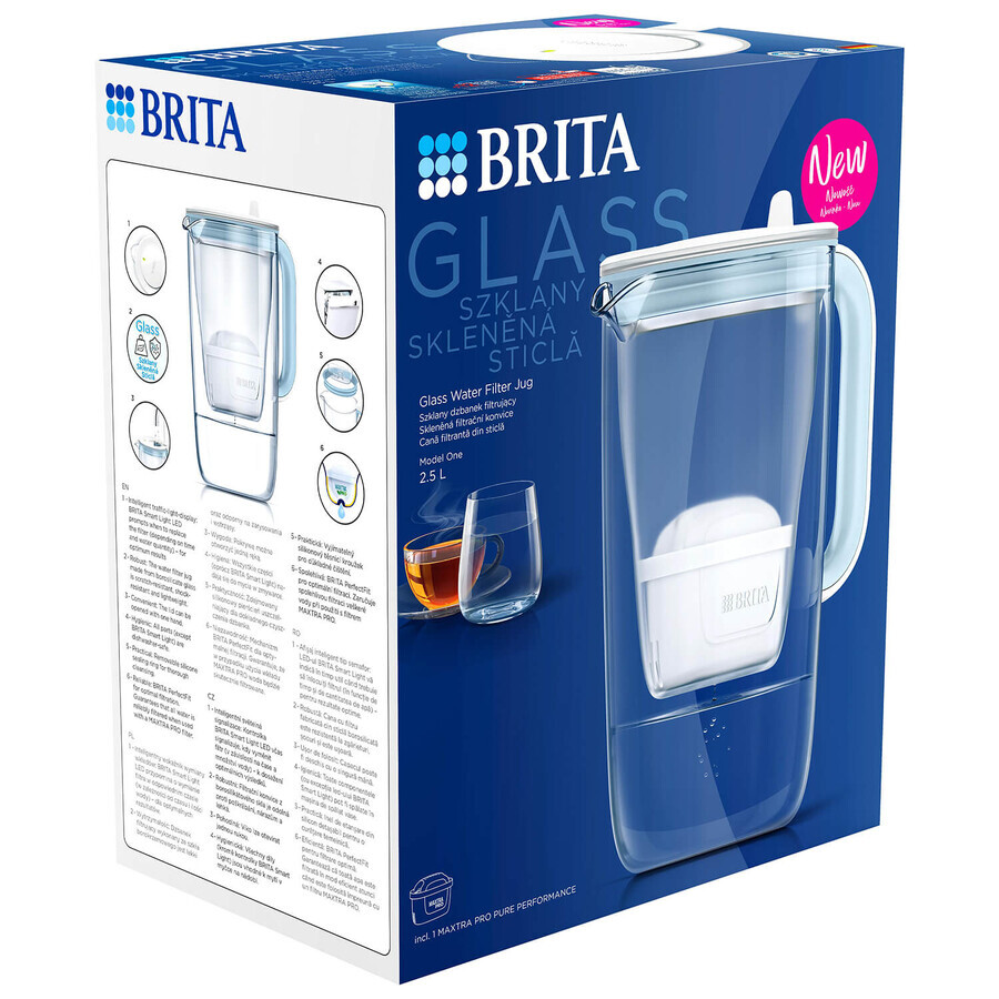 Brita Glass, 2.5 l glass filter pitcher + Maxtra Pro Pure Performance filter, 1 pc